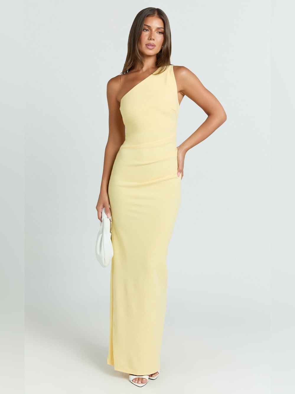 NWT Showpo. YH & Co CRISELDA MAXI One Shoulder Maxi Dress In Lemon